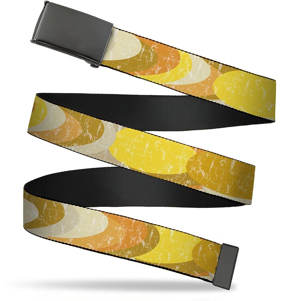 4241 Web Belt Blank Black Buckle - Spots Stacked Weathered Yellows/Browns